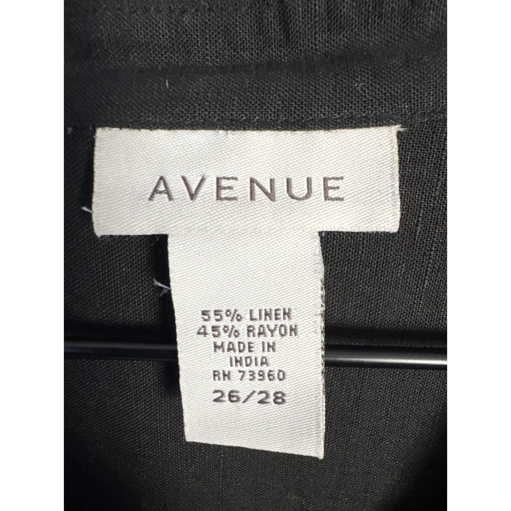 Avenue Black Linen Minimalist Eyelet Boho Causal Button Down Shirt Size 26/28 - Picture 6 of 7